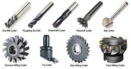 Type if milling cutters