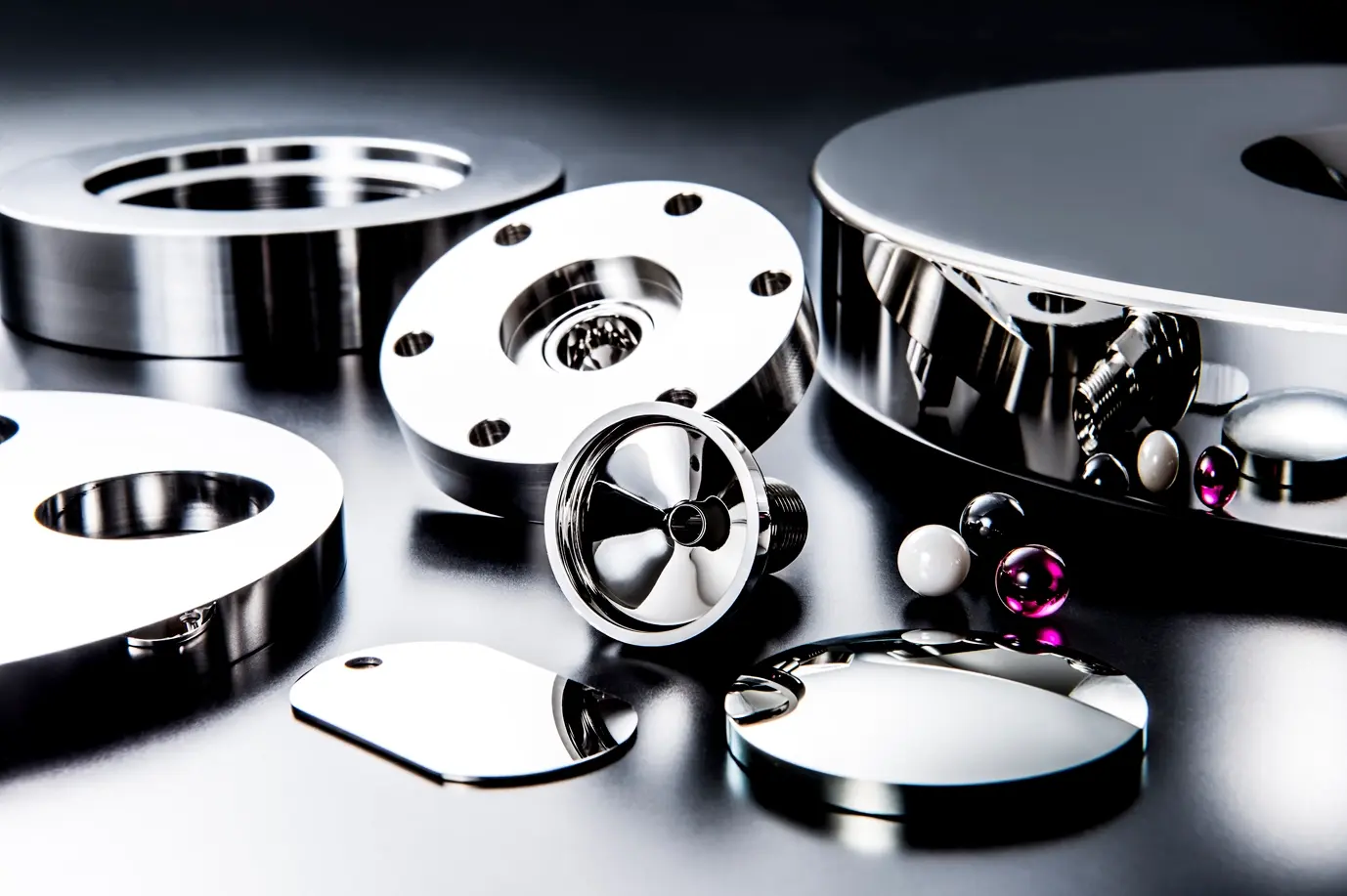 Titanium parts with a mirror finish, a surface a machining cut alone does not produce