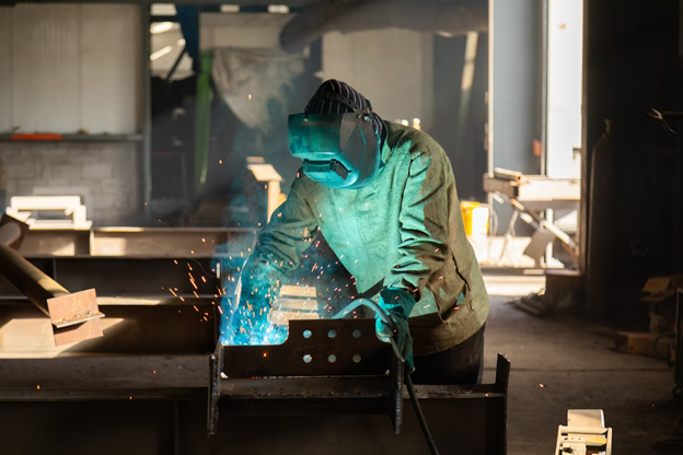 Machinist working on a piece of metal