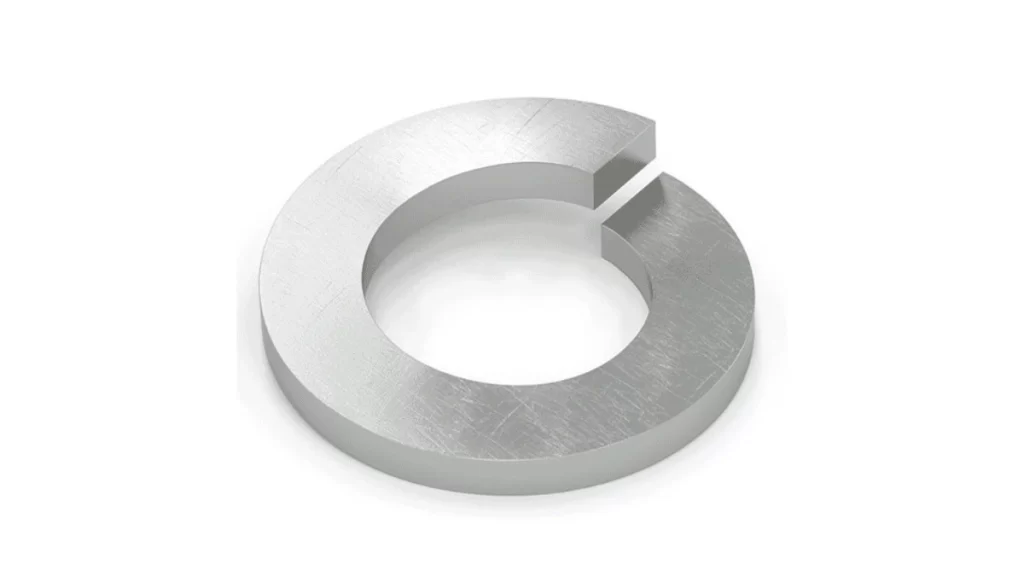 Image of a lock washer with an open mouth designed to secure parts.