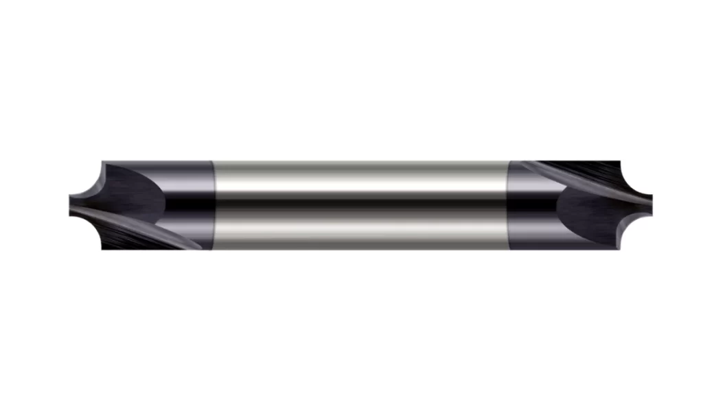 Corner radius end mill with a rounded cutting edge.