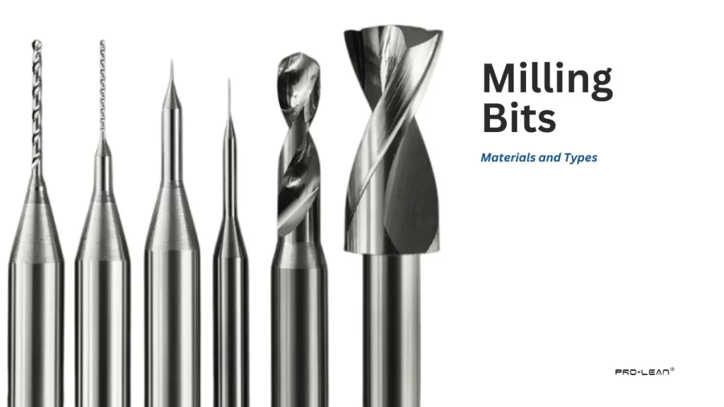 Milling bits arranged side by side, with overlaid text reading 