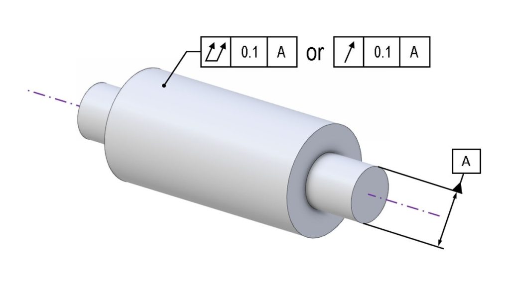 Drawing showing total runout geometric tolerance.