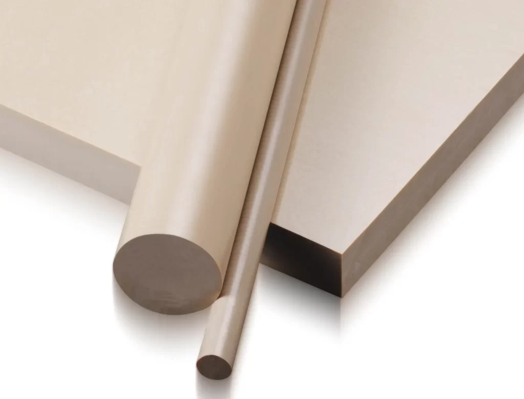 PEEK plastic rods and sheets.