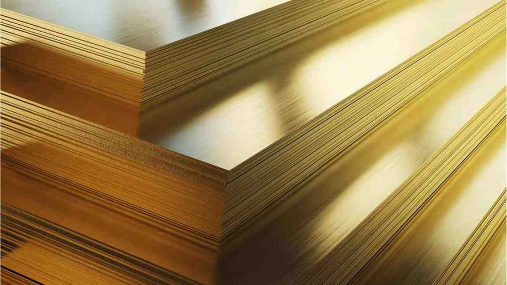 Layers of shiny golden Alloy 260 brass.