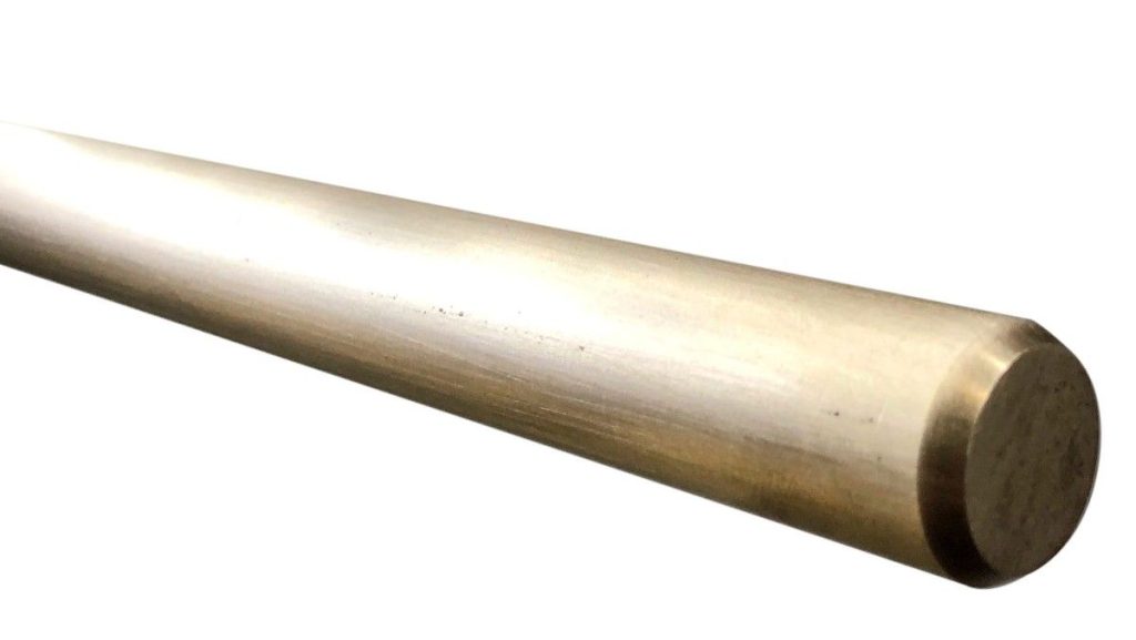 Close-up of a smooth, golden bronze metal rod.