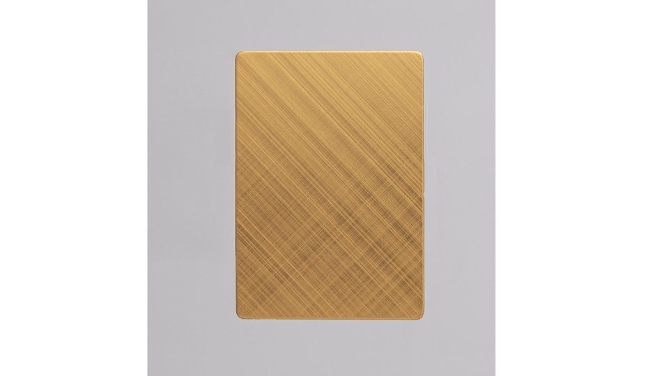 Cross-hatch metal finishing pattern on copper