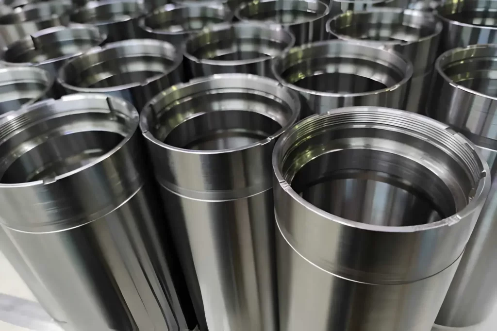 The image shows stainless steel parts and components after passivation.