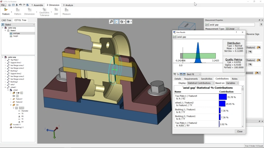  6σ analysis in the CETOL computer software