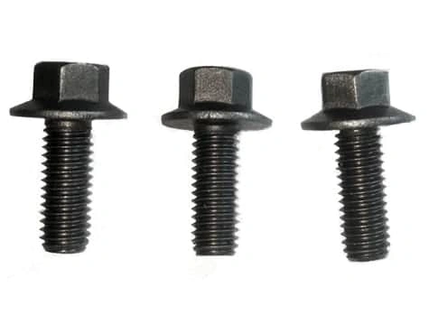 Three custom arbor bolts with black finish