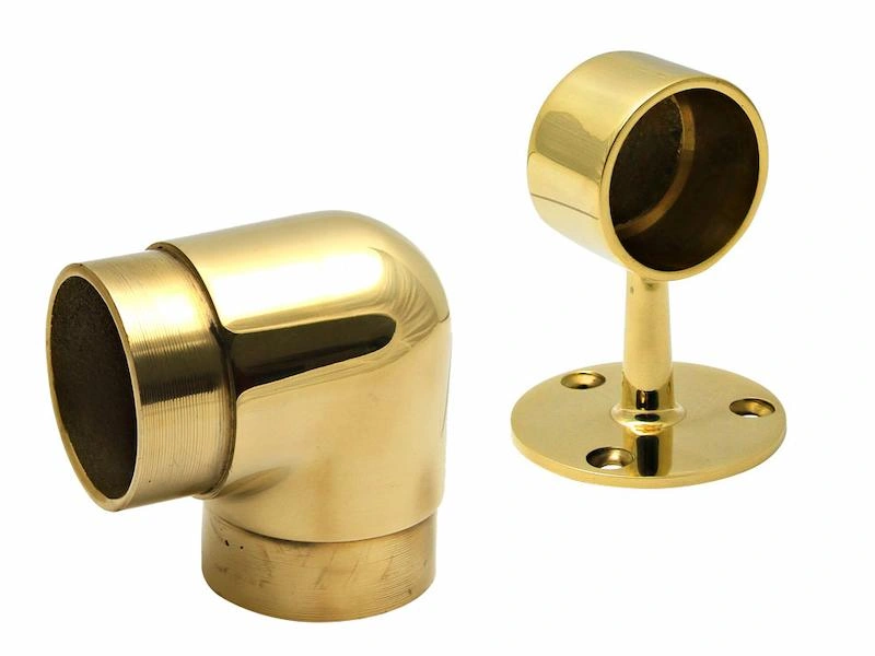 Architectural brass components with smooth finish