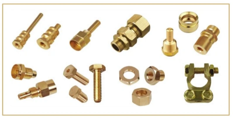 A set of brass turned items used in automotive manufacturing