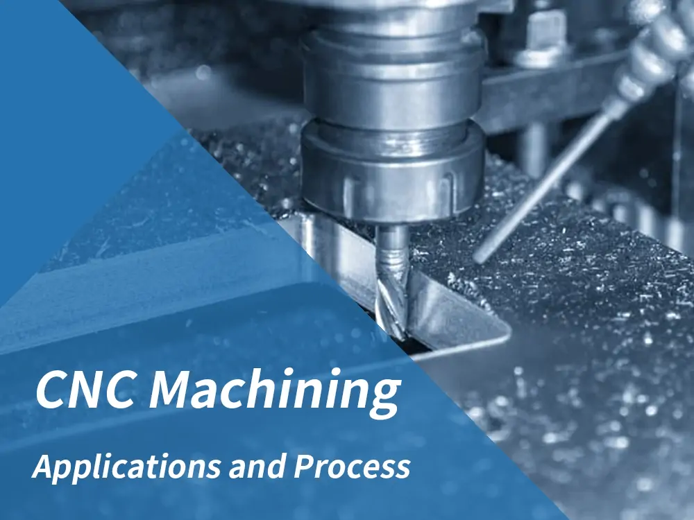 CNC machinery with text ＂CNC Machining Applications and Process