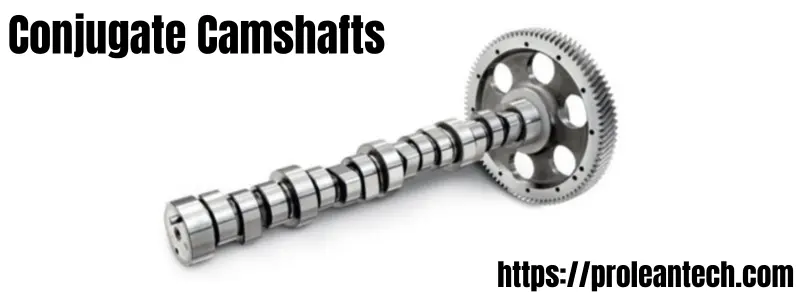 Conjugate camshaft with gear mechanism for adv