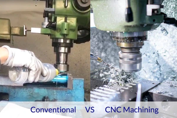 Side-by-side comparison of conventional machining and CNC machining processes in action｜ ProleanTech