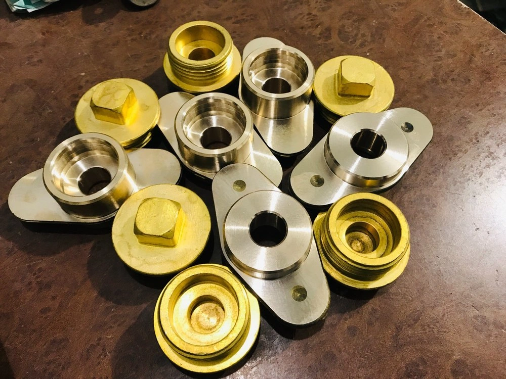 Custom brass parts with yellowish appearance