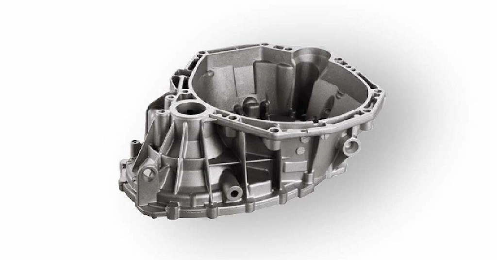 An close of view of Die casting engine part made with aluminum alloy.