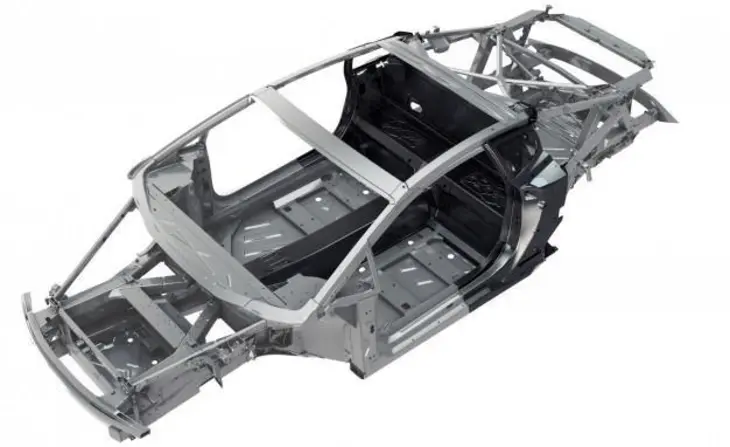 Advanced monocoque structure emphasizing lightweight and crash safety.