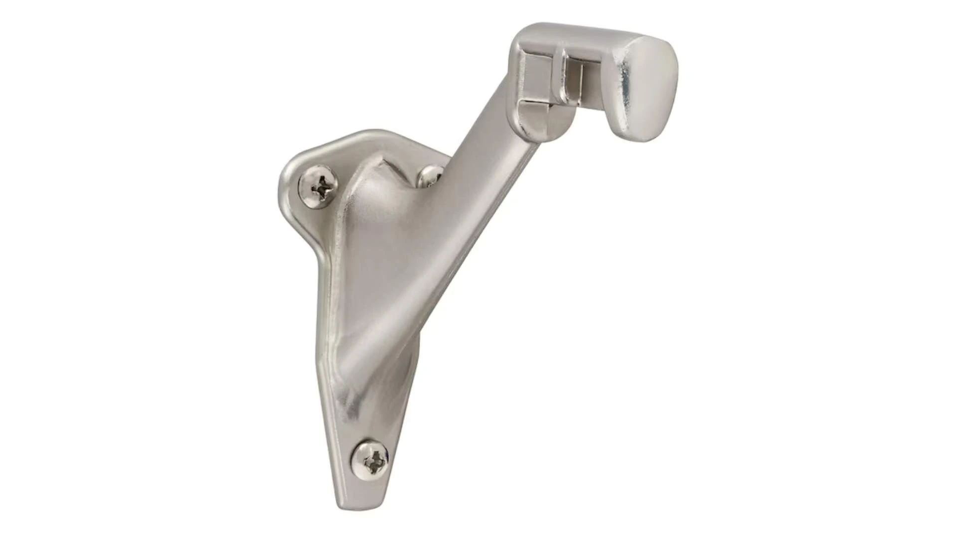 Aluminium handheld brackets with a bright nickel finish, laid out after plating