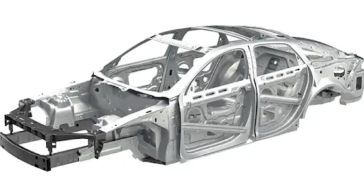 An automotive body of sheet metals: Different parts assembled together 