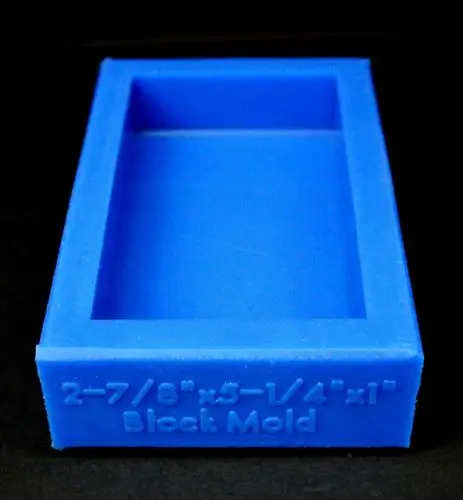 An close of view of silicone casting mold in blue color.