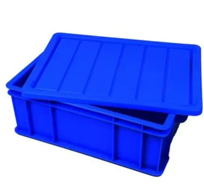 An image of blue colored storage box and its cover, made with silicone casting