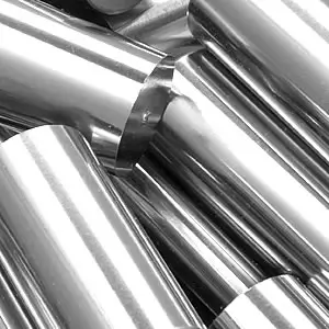 A close up view of stainless 316 rods with silver-glossy finish 