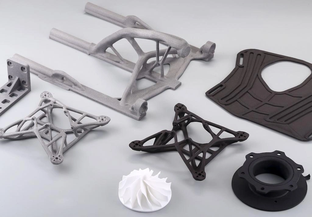 An image showing different components of a drone made with plastic 3D printing 