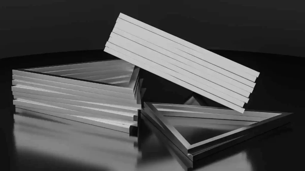 A collection of aluminum alloy samples displayed in triangular form, showing an aesthetic look.