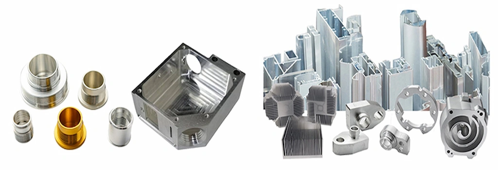 An image showing different aluminum extruded parts 