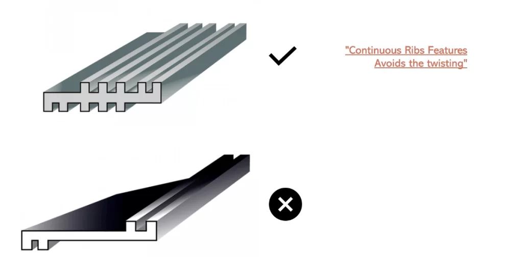 Design rule for ribs in aluminum extrusion 