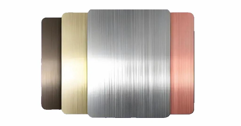 Anodized steel sheets with color variations: Brown, grey, and light red