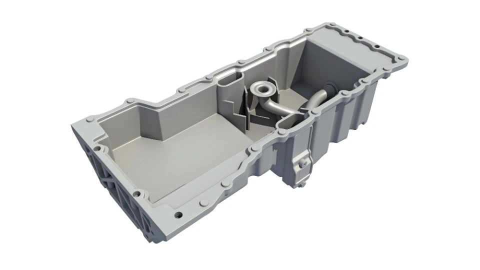 An image of a single, complex magnesium die-cast product. The part features intricate details and a precise surface, showcasing the precision of the Die Casting Process.