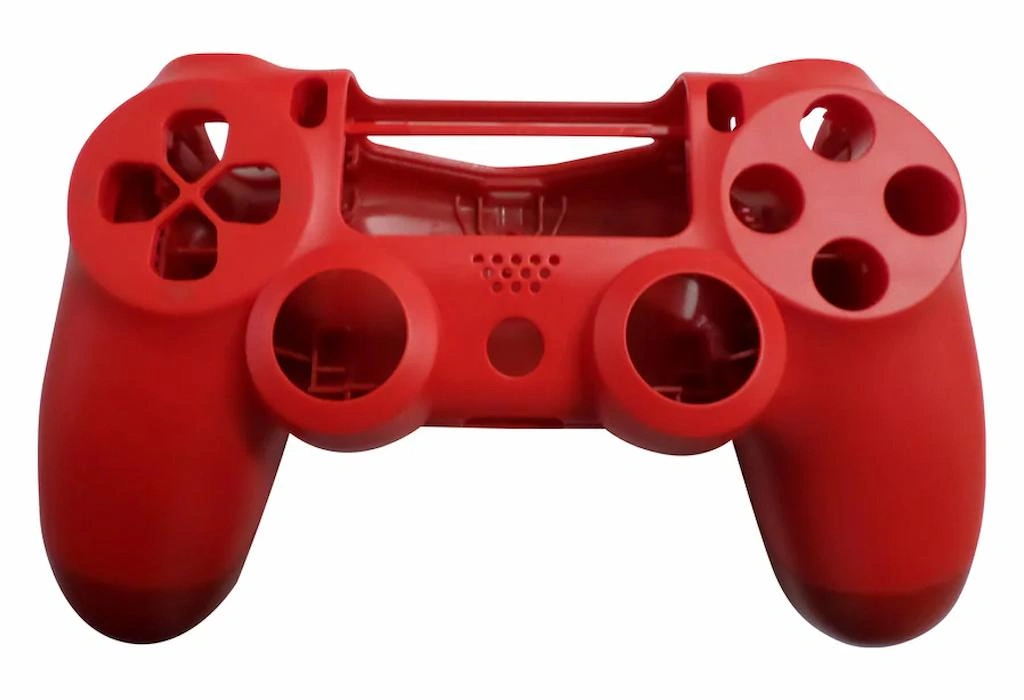 A red-colored housing for a game controller made with injection molding 