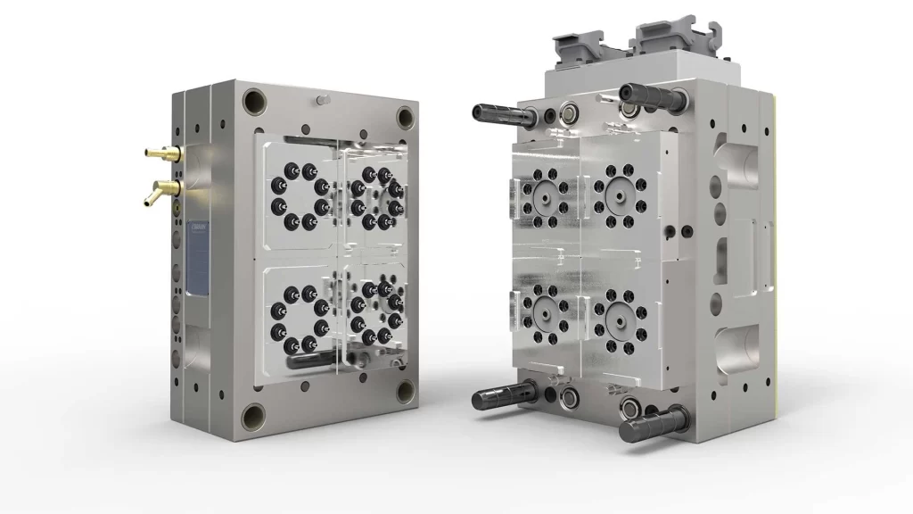 An image showing two sections of multi cavity mold