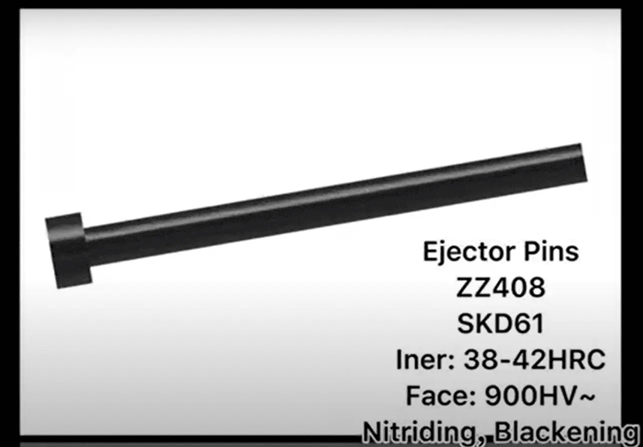 A precision nitrided ejector pin, a slender steel part with a hard surface