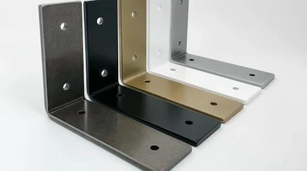 Four powder coated L-brackets with different colors: Four through holes on each bracket