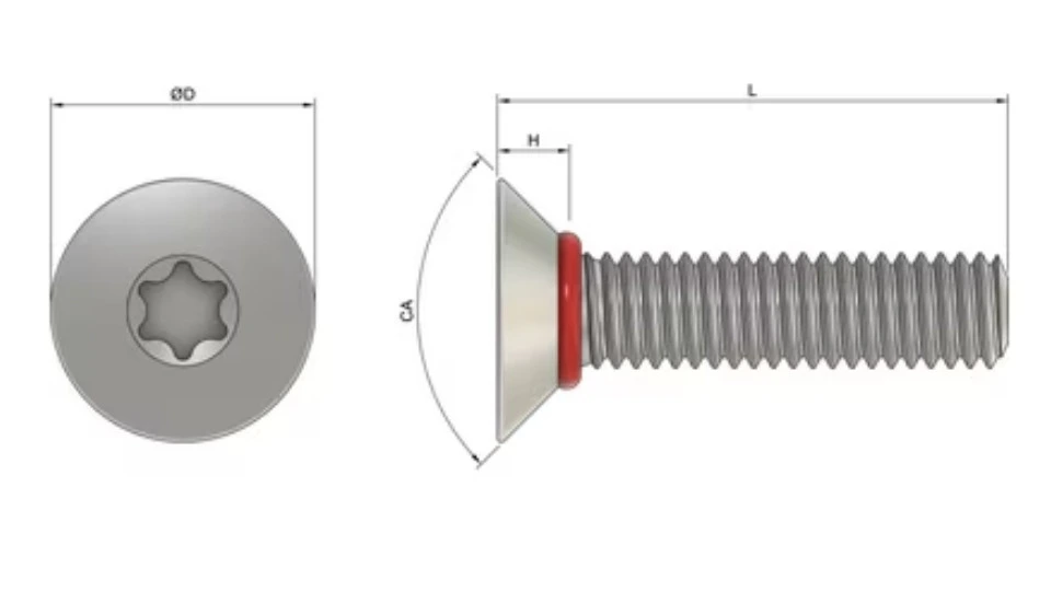 An image of a screw clearance hole, showing the top side of the screw and a hole slightly larger than the screw for proper fitting.