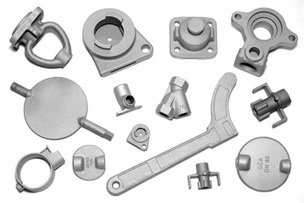 Sand-cast parts showcasing detailed industrial components.