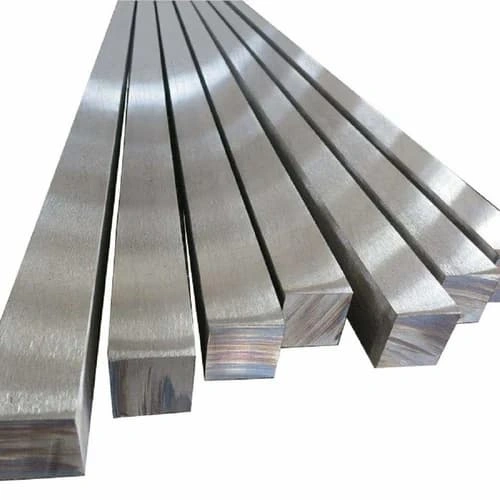 Raw square bars of stainless steel used in CNC machining 