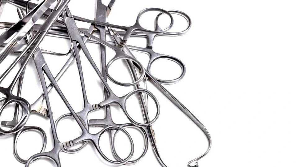 An image showcasing surgical die-cast instruments. Each is designed with precision for medical use.