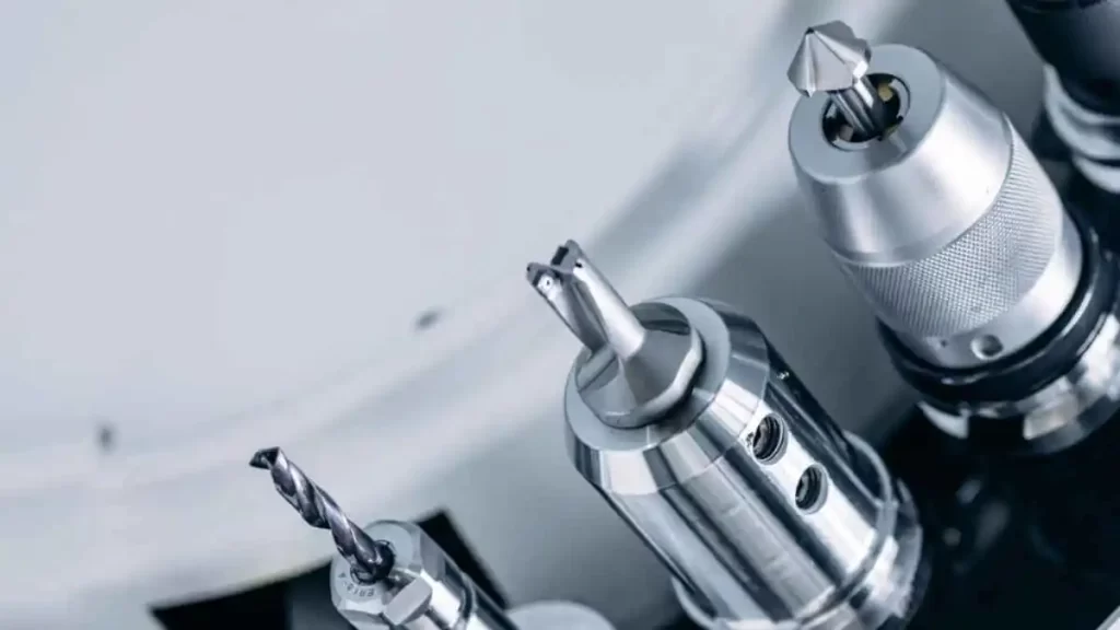 A close-up of tooltips specifically designed for machining aluminum, highlighting sharp edges.