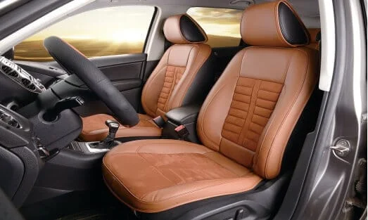 Diverse car interiors featuring custom leather seats and modern designs for ultimate comfort and style.