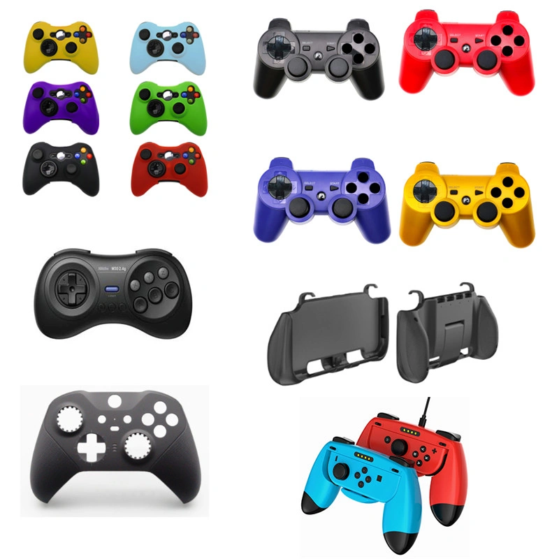 An image showing different types of game controllers with color 