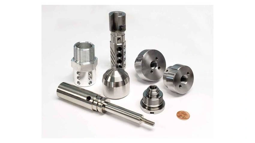 An image showing aerospace screw machined parts with detailing and smooth finishing