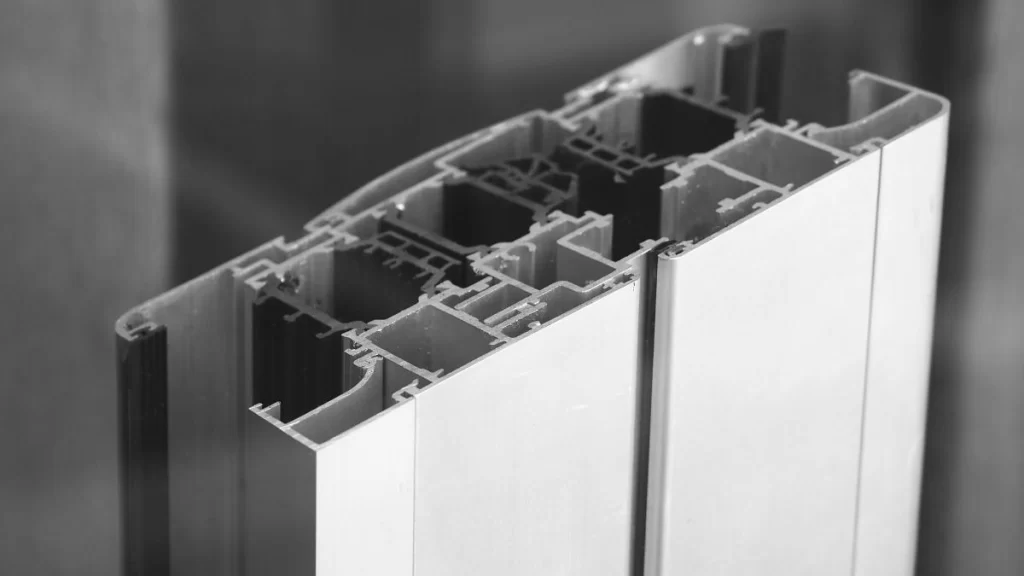 An image features aluminum alloy extruded bars. It showcases their simple design and high-strength structure