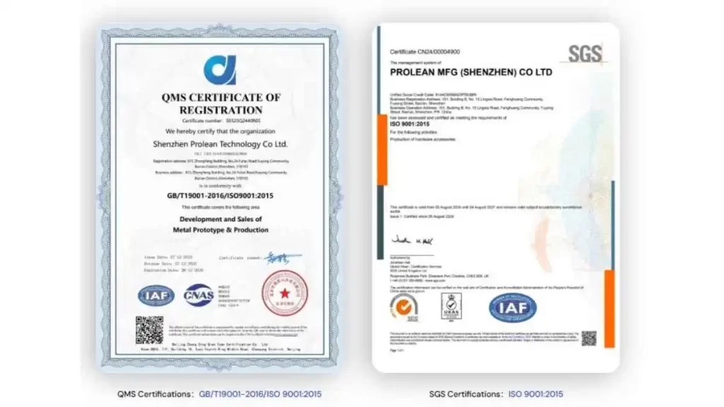 Image showcasing Prolean Tech's ISO certification. It highlights the company's commitment to quality assurance and compliance with industry standards