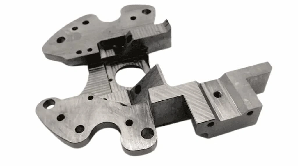 An image of mild steel fasteners, channels and holes on body 