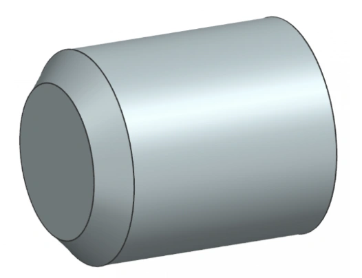 An image of a short shaft with a chamfered edge on one side