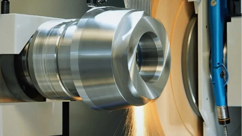 An image of CNC ID grinding. It shows internal grinding on a part for a precise and smooth finish